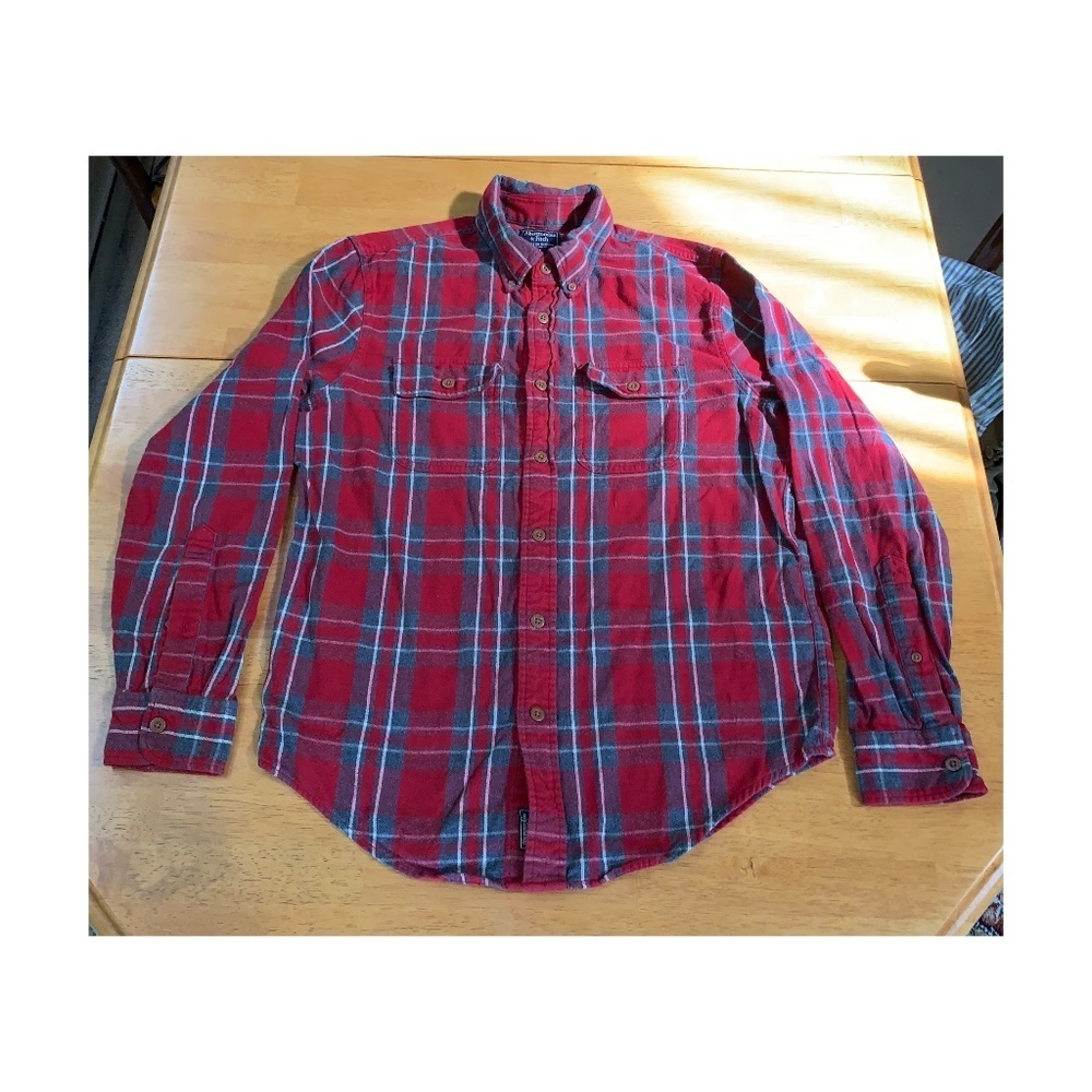 ABERCROMBIE & Fitch Classic long sleeve, Flannel Button-Up Shirt, Size M